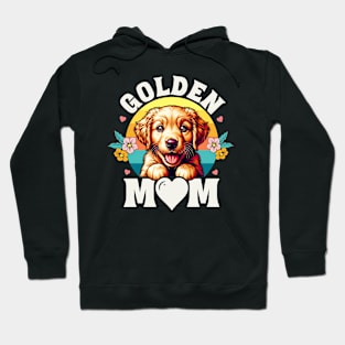 Colorful Golden Retriever Mom Retro Sunset Dog Lover Hoodie